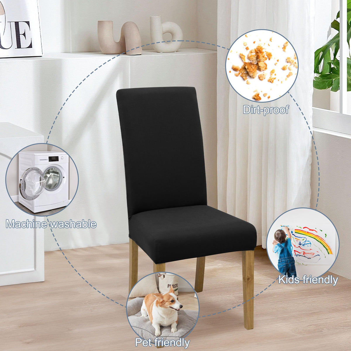 BIETYONE slipcover fits most dining chairs with a simple measurement before purchase.