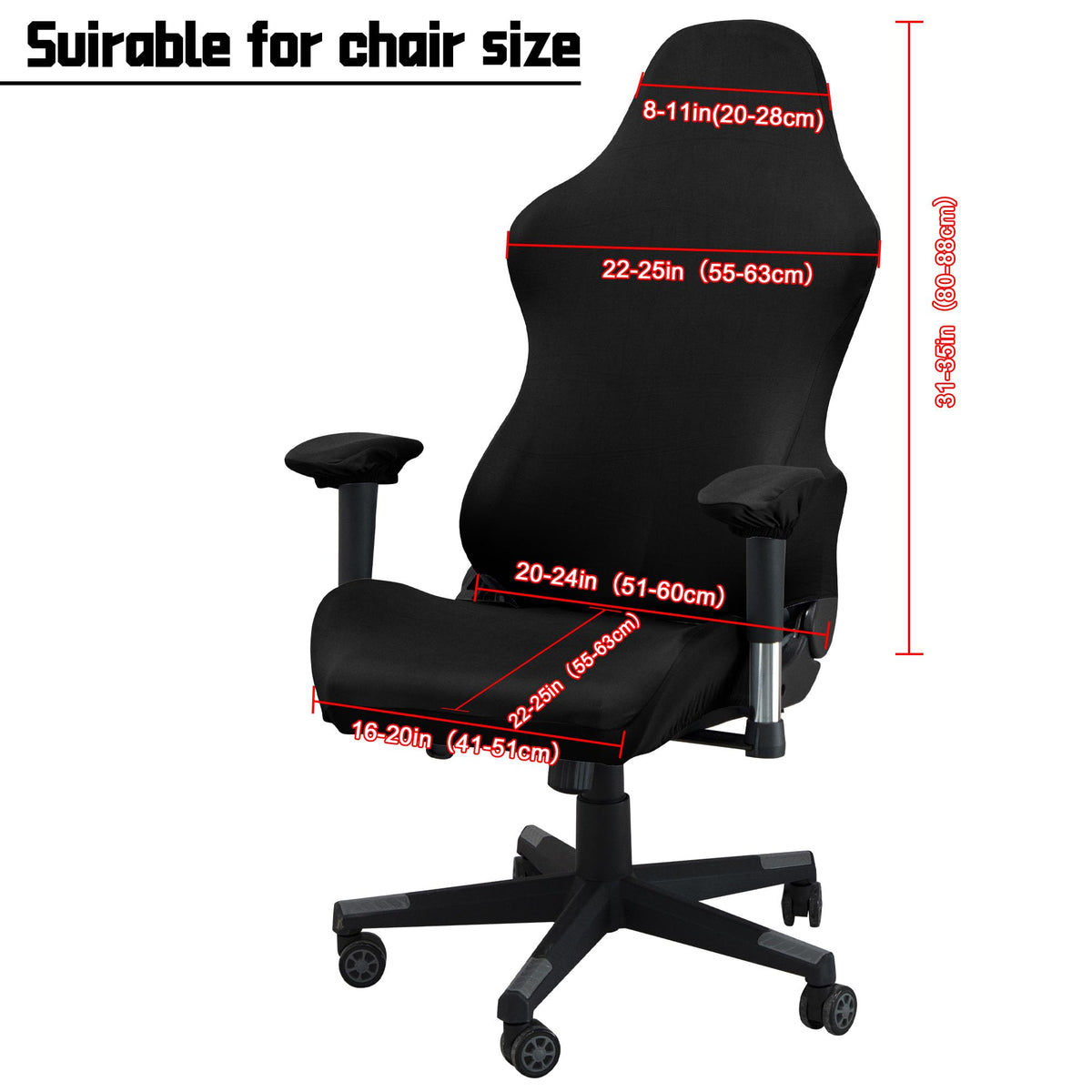 BIETYONE gaming chair covers back view showing elastic back and secure fit