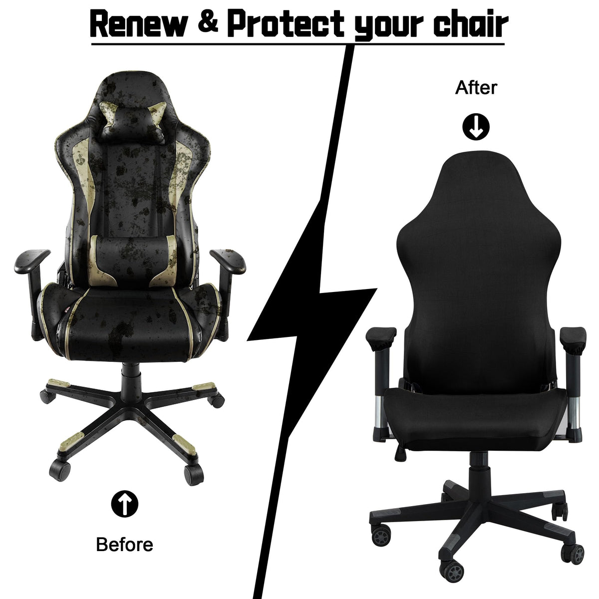BIETYONE chair covers stretch material demonstrates universal fit for various chair shapes