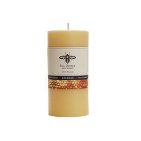 Big Dipper Wax Works beeswax pillar candle, 3x6, for clean, lasting glow.