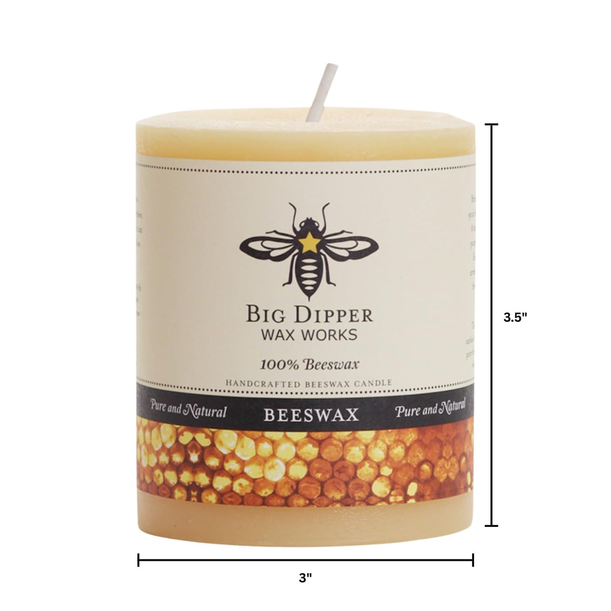Big Dipper Wax Works pure beeswax candle with natural honey aroma for subtle ambience.