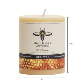 Big Dipper Wax Works pure beeswax candle with natural honey aroma for subtle ambience.