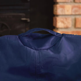 Double-stitched seam and dual zipper detail on Big Joe chair