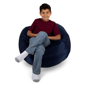 Big Joe Classic Navy bean bag chair front view, cozy kid seating
