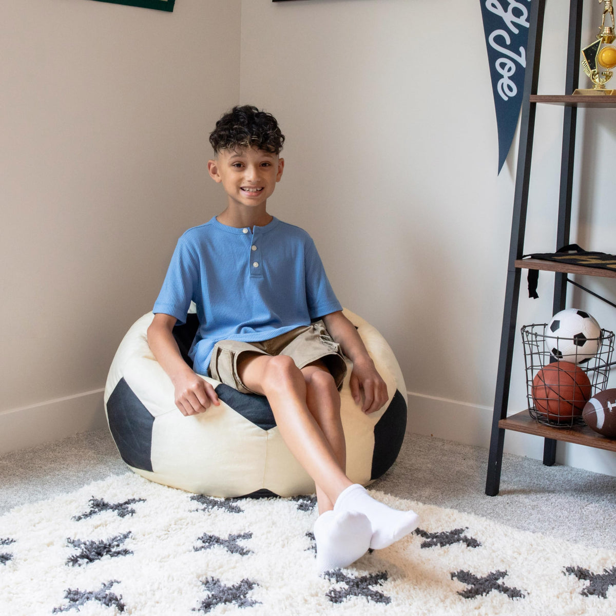 Big Joe sport-themed exterior adds playful room decor.