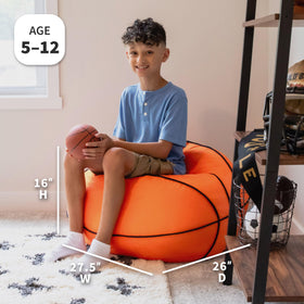 Big Joe sports ball bean bag chair with soccer detail adds sporty style to bedrooms and game rooms.