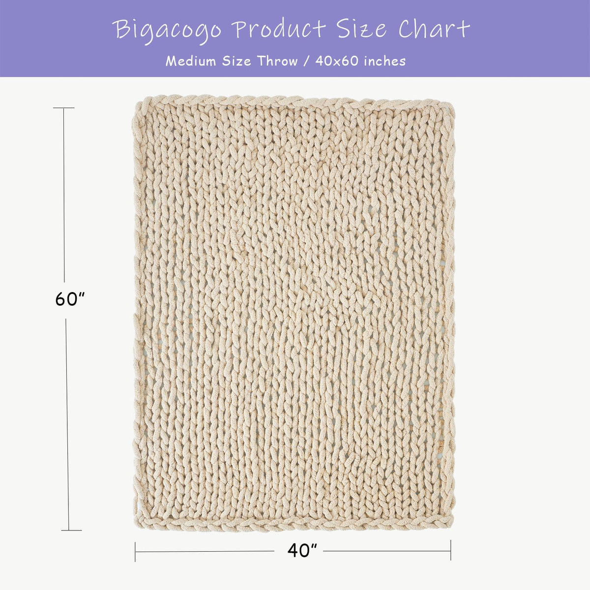 Bigacogo beige throw on sofa shows holey knit for warm, breathable comfort