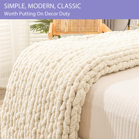 Bigacogo chenille throw care tag indicating machine washable convenience