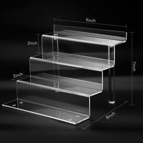 Bigantss 4-tier acrylic shelf for Funko Pop displays enhances tabletop decor.