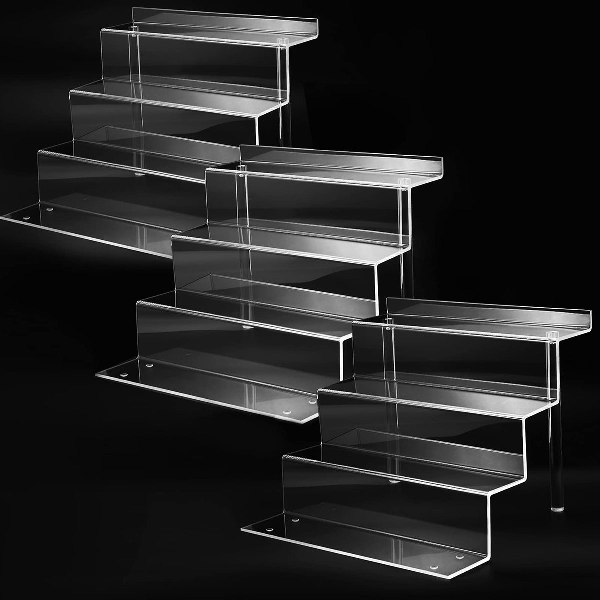 Bigantss 9-inch acrylic shelf for perfume organizer in a 3-pack ideal for organized displays.
