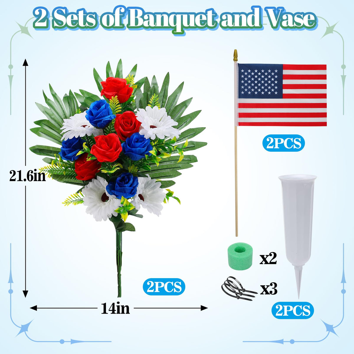 Biggun two-pack memorial day flowers with accessories