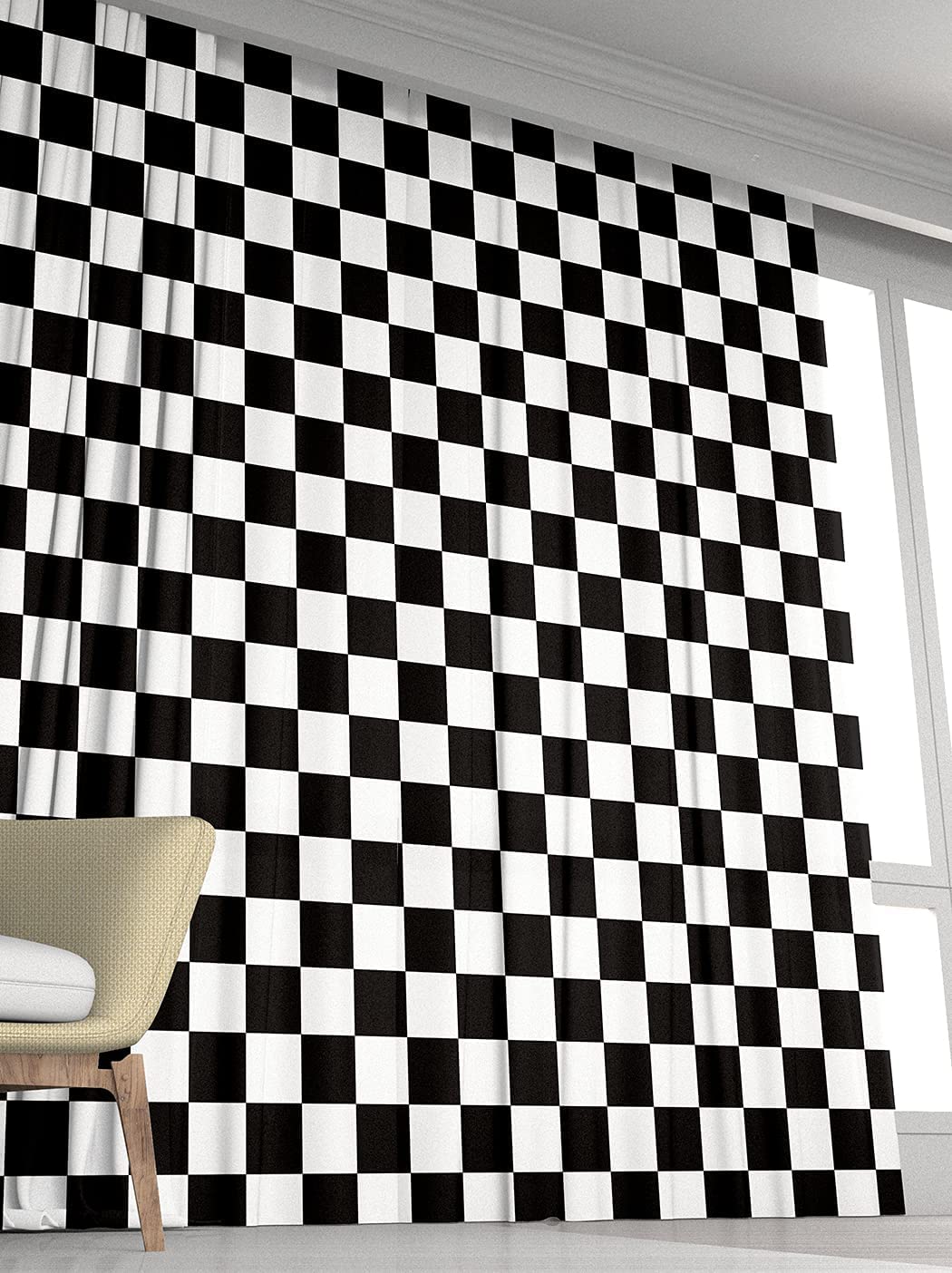 BigLixhgg black-and-white curtains help create a cozy, private space.