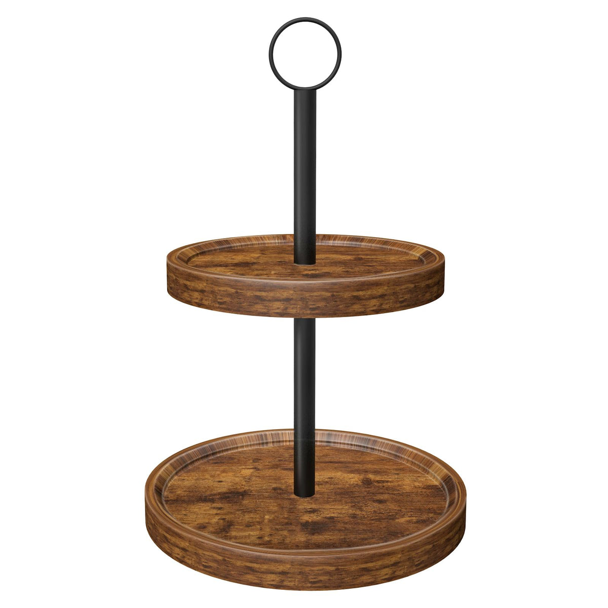 BIGNEWWANG tiered tray stand with rustic metal handle for easy repositioning