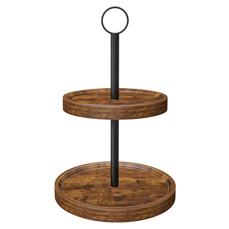 BIGNEWWANG tiered tray stand with rustic metal handle for easy repositioning