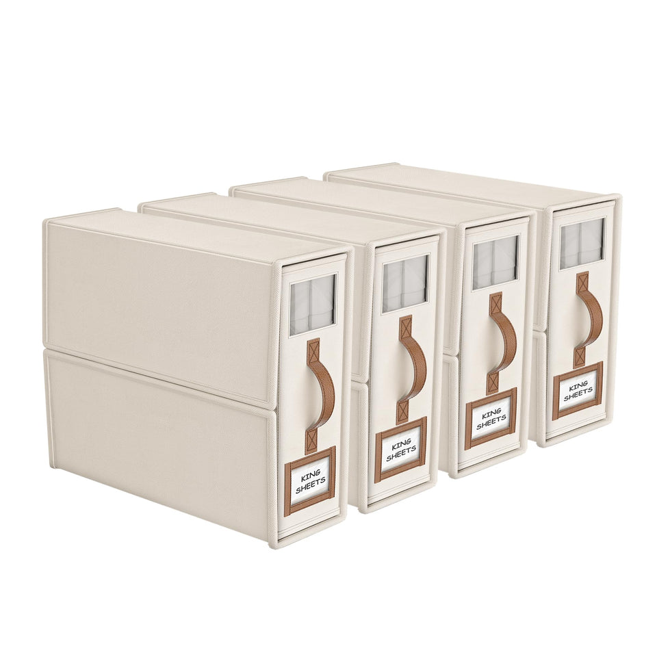 BigPonPon bed sheet organizer with window in beige for easy viewing