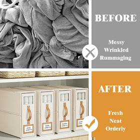 Beige foldable storage box with reinforced handle for easy daily access.
