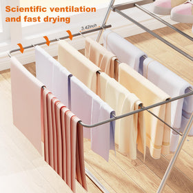Height-adjustable Bigzzia rack extended to 62 inches for long garments