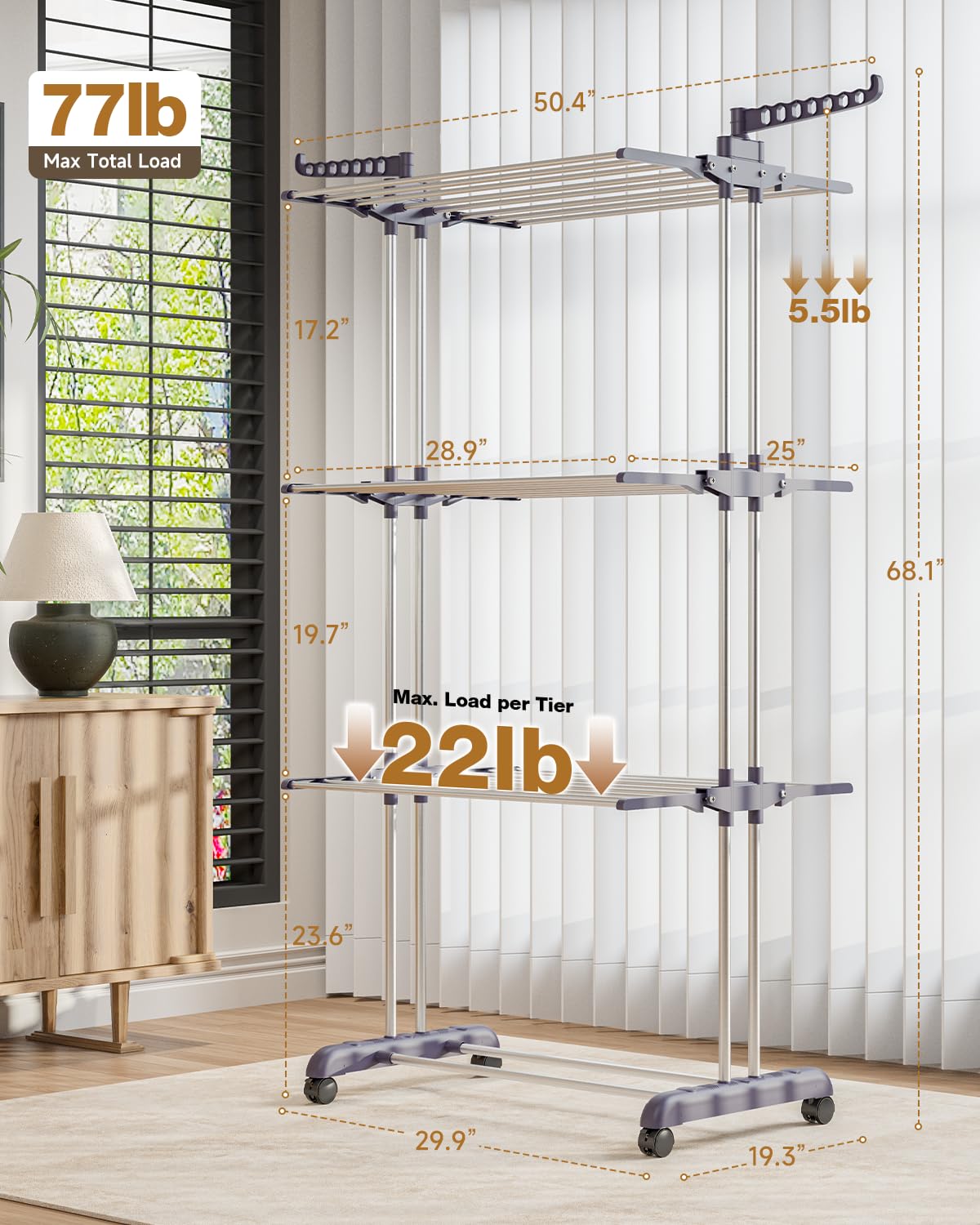 Bigzzia 126 cm by 50 cm by 172 cm rack, easy to assemble