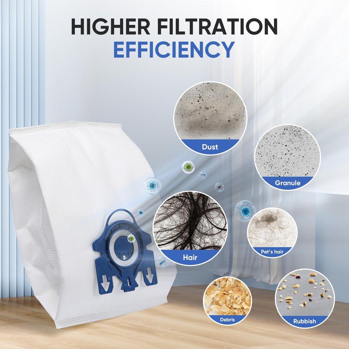 Self-locking collar prevents dust escape during disposal.