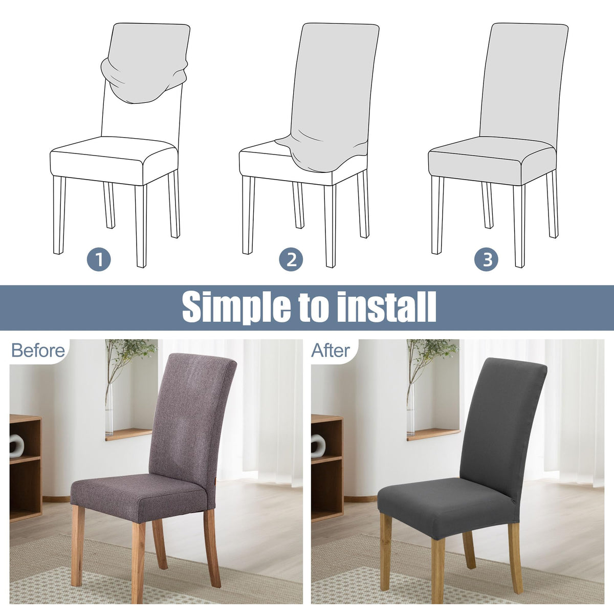 BIETYONE parsons slipcover with bottom elastic band stays secure