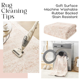 BILEEHOME washable area rug for easy stain cleanup in busy homes.