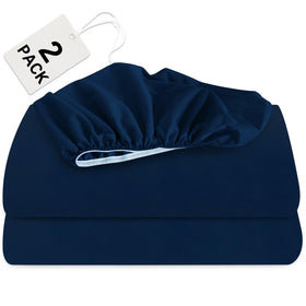 Biloban twin fitted sheet with a 14-inch deep pocket fits large mattresses securely.