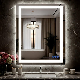 Bimno LED bathroom mirror with front and backlighting for precise facial illumination.