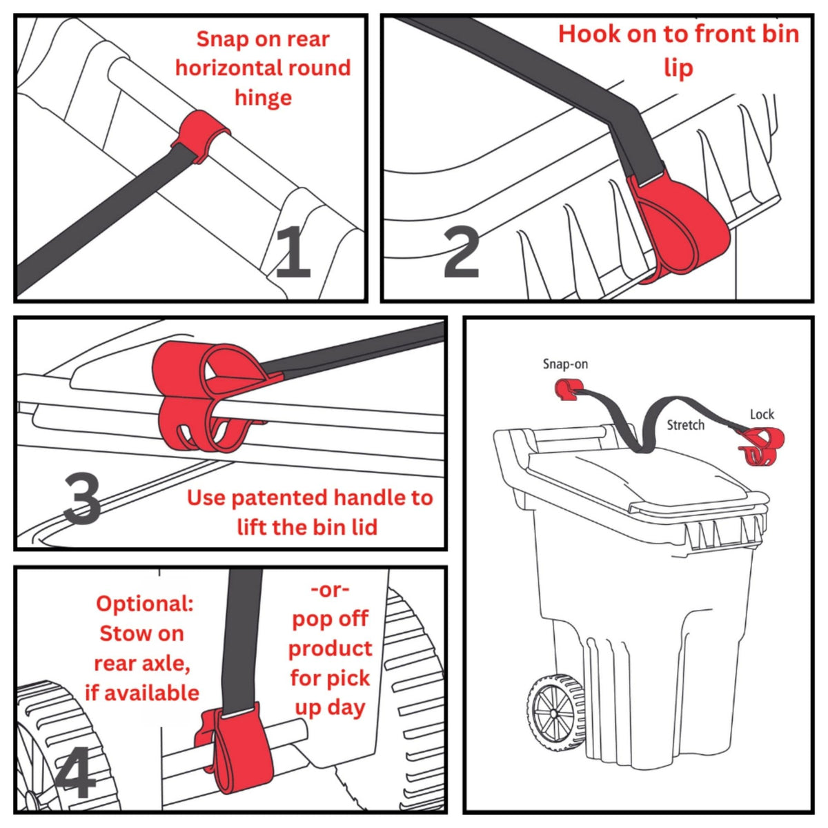BinClaw heavy-duty lid lock system keeps lids closed against pests