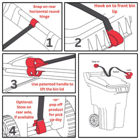 BinClaw heavy-duty lid lock system keeps lids closed against pests