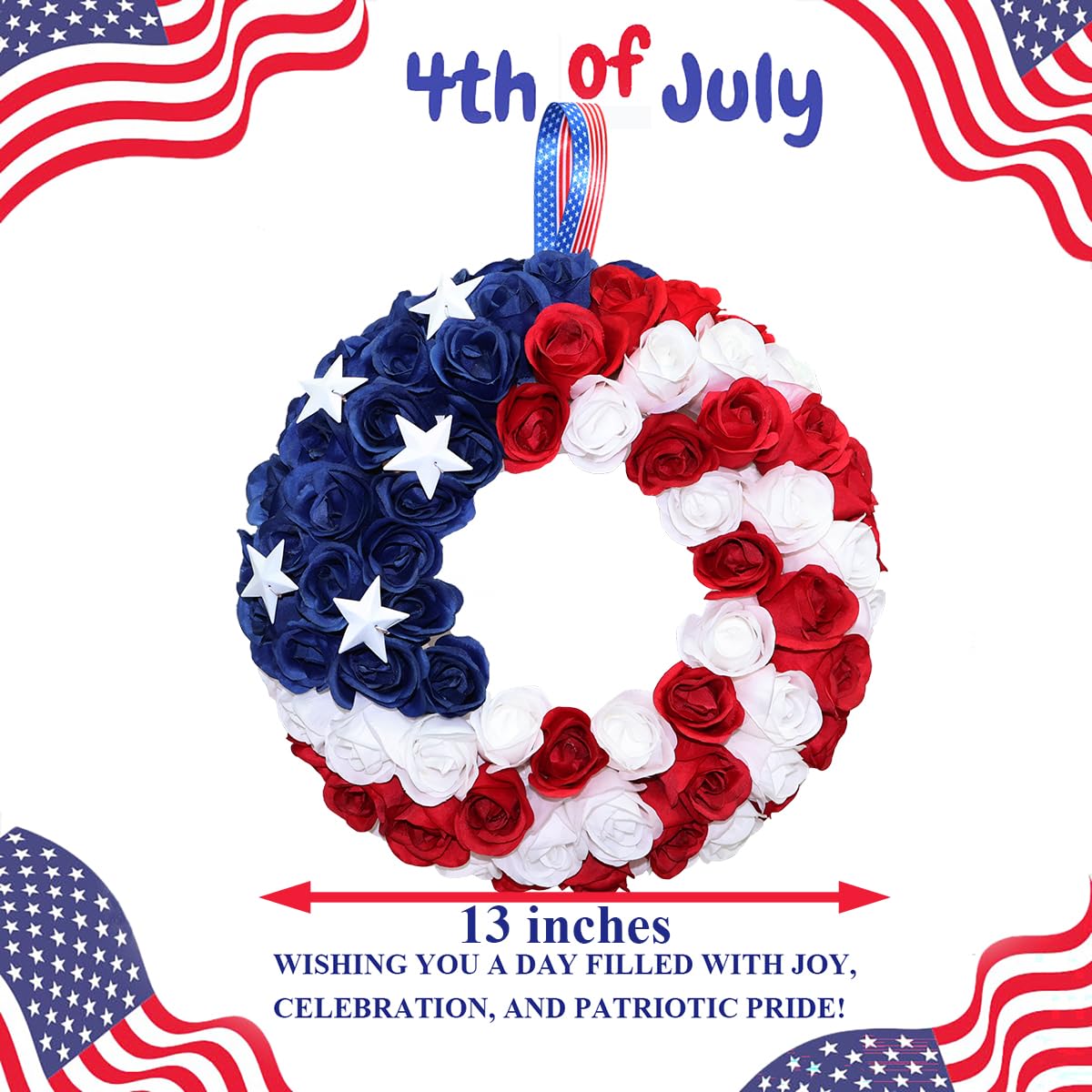 BINFEN easy-store compact patriotic wreath maintains shape for reuse.