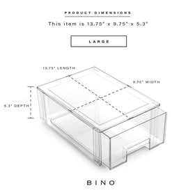 BINO clear fridge organizer, large size with quick item visibility.