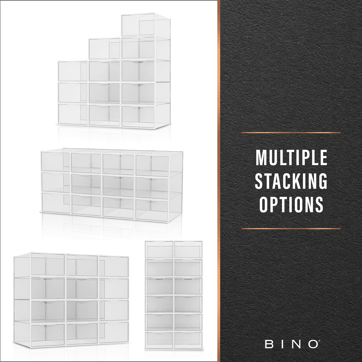 BINO clear shoe bin stack system for a tidy closet