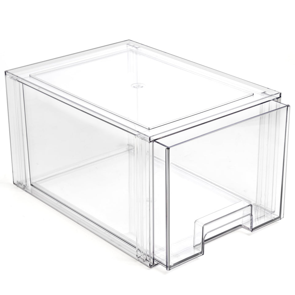 BINO clear stackable drawer front view for easy access and visibility.