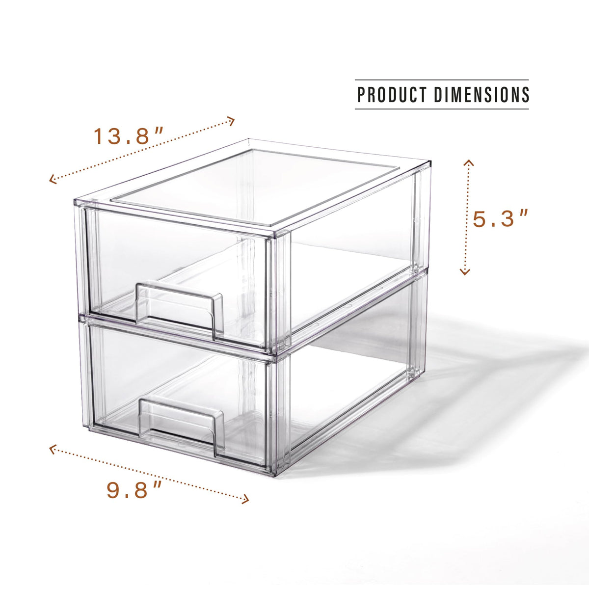 BINO clear stackable drawer in fridge keeps items organized and accessible.
