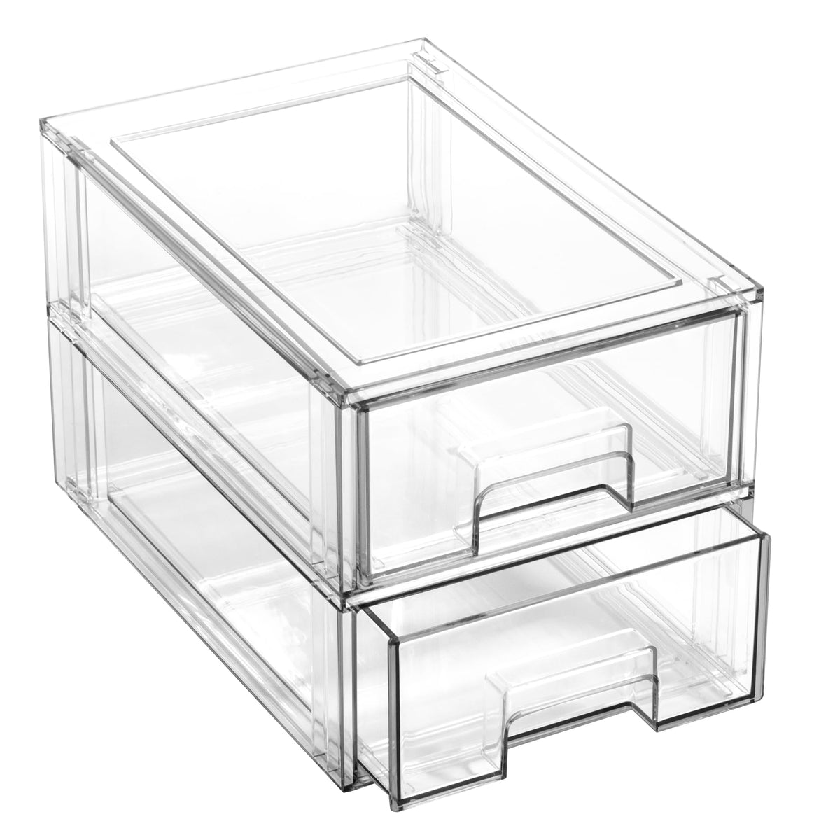 BINO Clear Stackable Storage Drawer front view, ideal for organized pantry