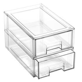 BINO Clear Stackable Storage Drawer front view, ideal for organized pantry