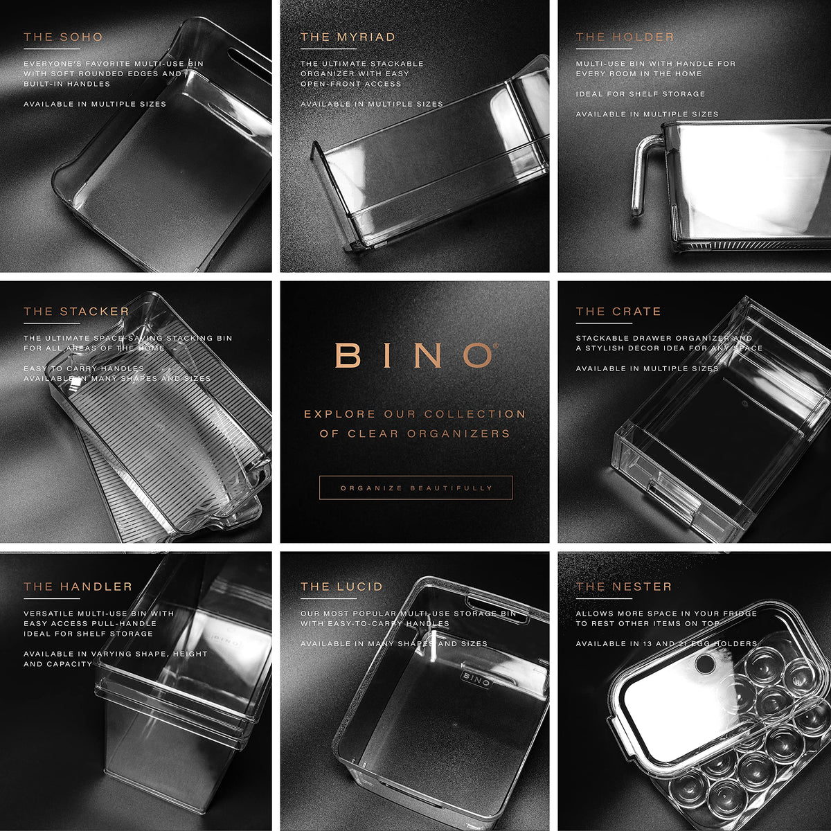 BINO vanity storage drawers, clear finish for tidy bathroom cabinets.