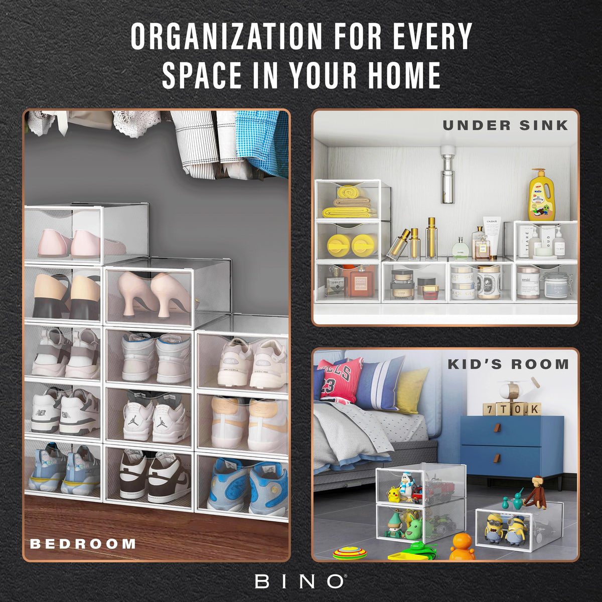 BINO compact closet organizer box maximizing small spaces