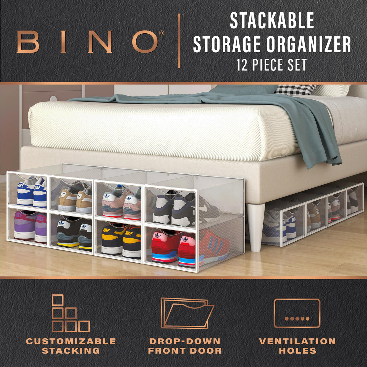 BINO foldable shoe storage under bed for compact organization