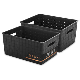 BINO large plastic storage basket in black fits drawers for tidy organization and quick access