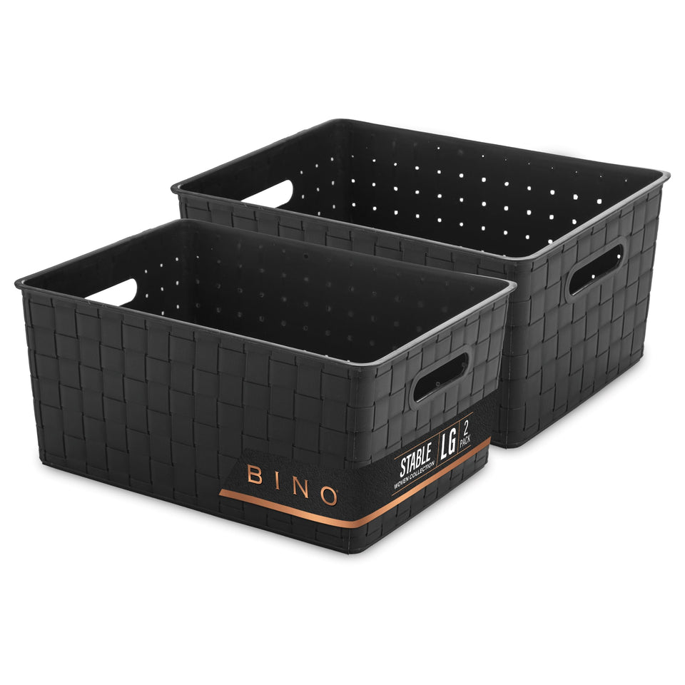 BINO large plastic storage basket in black fits drawers for tidy organization and quick access