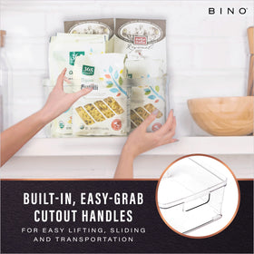BINO Lucid Collection clear bin interior with items for pantry organization