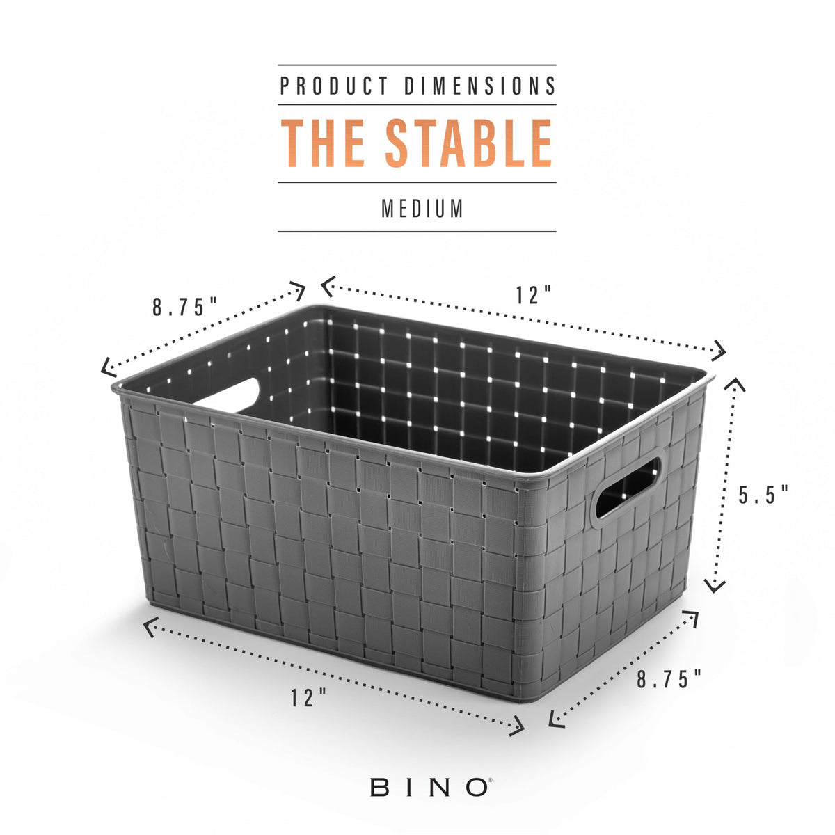 BINO plastic storage basket with handles ready for versatile home organization.