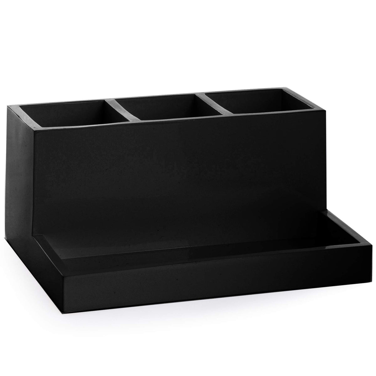 BINO multi-purpose 3-compartment organizer tray keeps vanity items neatly arranged and upright.