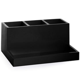 BINO multi-purpose 3-compartment organizer tray keeps vanity items neatly arranged and upright.
