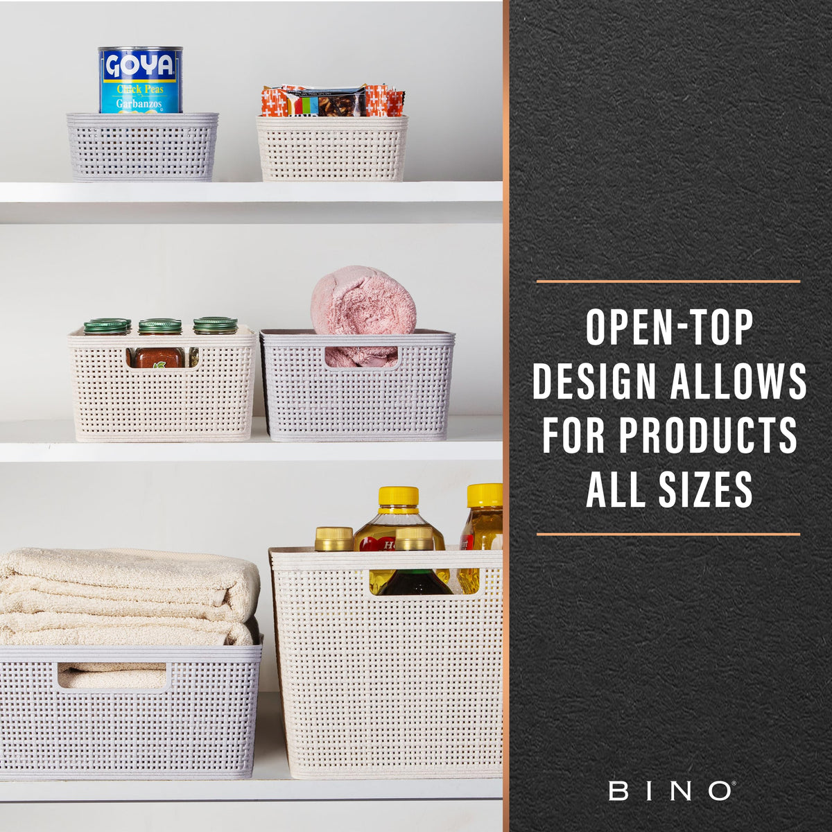 BINO classic black white grey basket for pantry or laundry room.