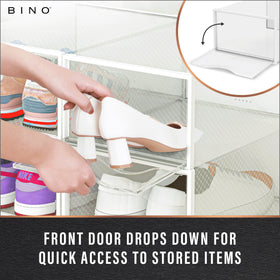 BINO robust connection system enabling stable shoe box stacks