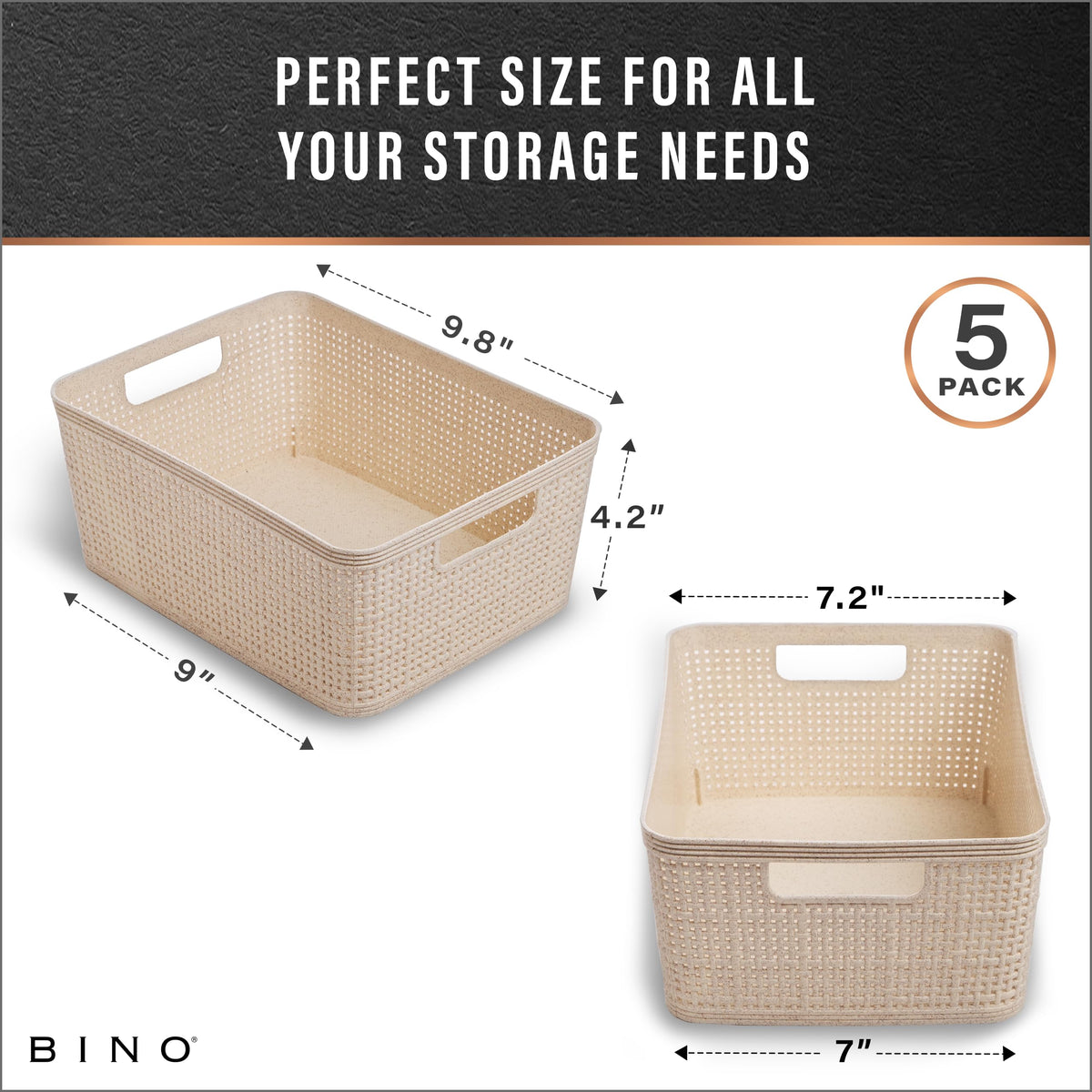 BINO stackable plastic baskets with handles for easy transport and space saving.