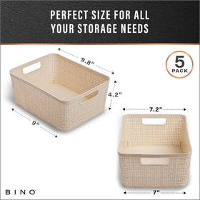 BINO stackable plastic baskets with handles for easy transport and space saving.