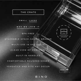 BINO stackable storage drawers, large clear side view for compact spaces.